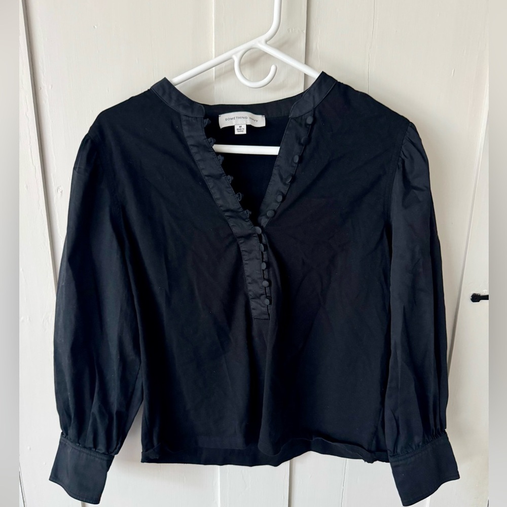 Something Navy Black Button Blouse - image 1